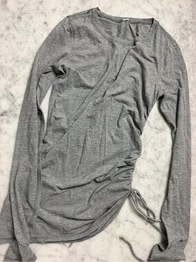 lululemon athletica Heather Gray Long-Sleeve Ruched Side Top